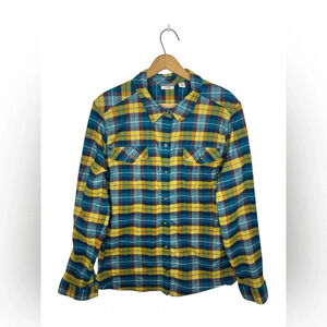 L.L Bean Scotch Plaid Button Up Collard Long Sleeve Flannel Granola Girl Shirt